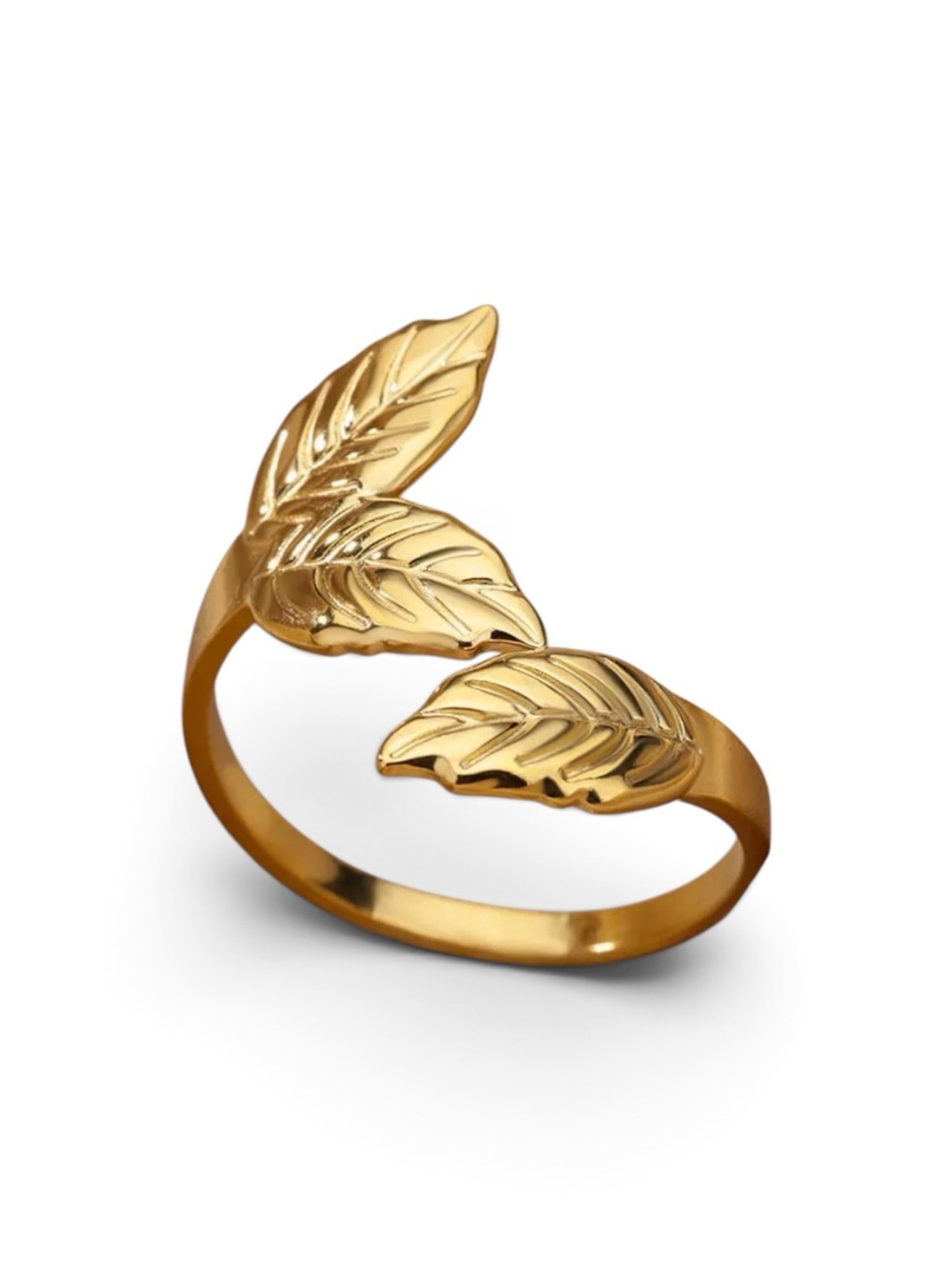 18k Gold plated Leaf Open Band modern Ring - Women Jewelry